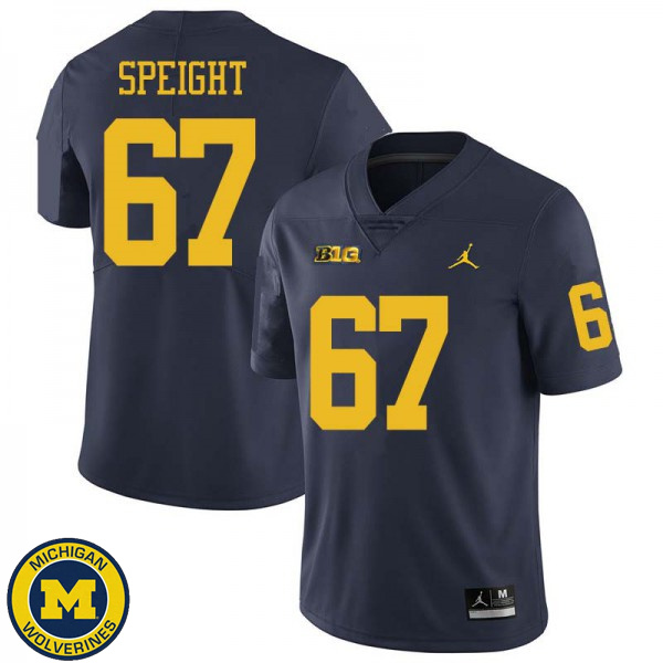 Men's Michigan Wolverines #67 Jess Speight Navy Jordan Brand Football Jersey